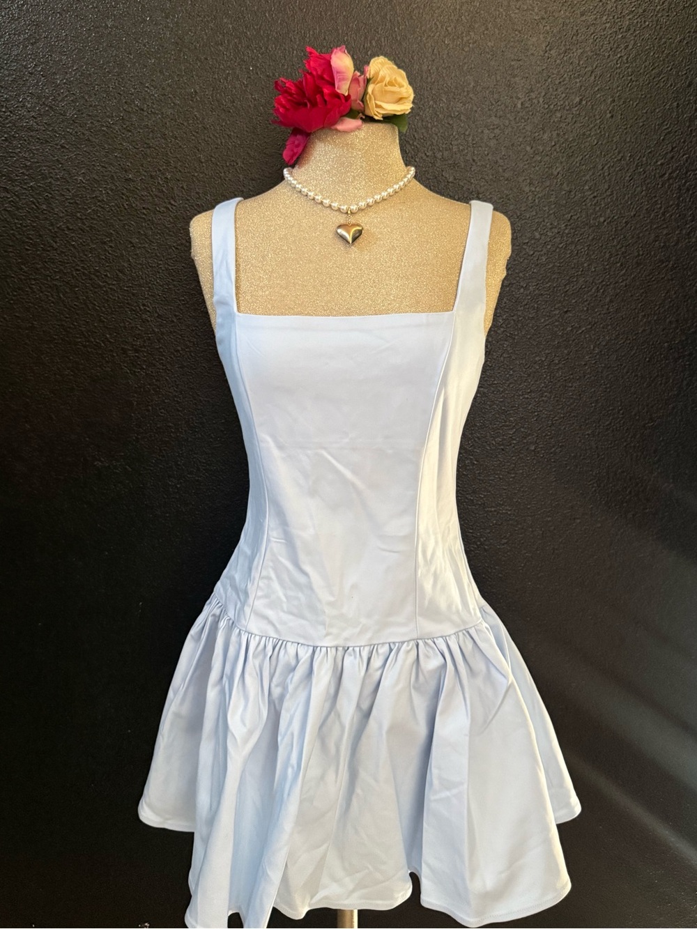 Windsor Light Blue Square Neck Slip Dress